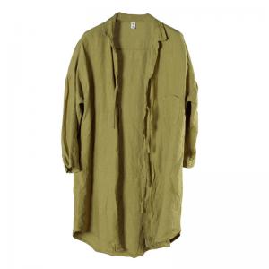Original Design Lace Up Tunic Shirt  Womens Green Linen Blouse