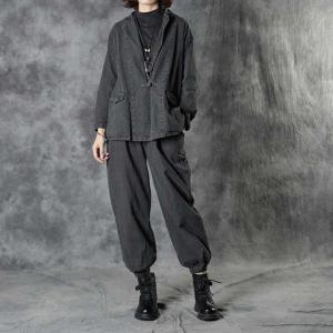 Chinese Style Linen Blaze Sets with Loose Cargo Pants