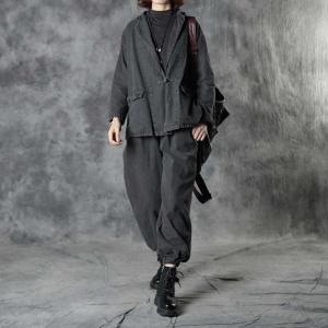 Chinese Style Linen Blaze Sets with Loose Cargo Pants