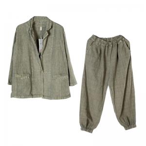 Chinese Style Linen Blaze Sets with Loose Cargo Pants