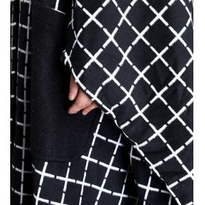 Asymmetrical Woolen Plaid Coat Plus Size Cape Coat