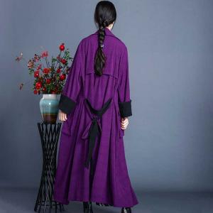 H-Shaped Winter Trench Coats Womens Long Belted Cardigan