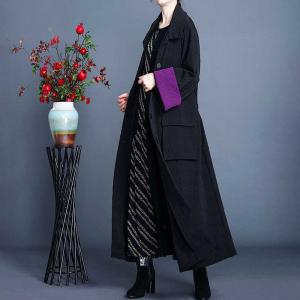 H-Shaped Winter Trench Coats Womens Long Belted Cardigan