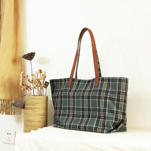 British Style Gingham Tote Tweed Tartan Designer Tote Bag