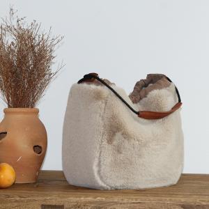 Girlish Korean Sherpa Bag Light Camel Boho Bag