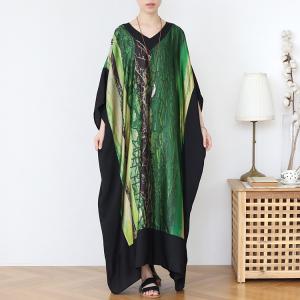 V-Neck Plus Size Moroccan Kaftan Silky Maxi Modest Church Dress