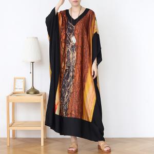 V-Neck Plus Size Moroccan Kaftan Silky Maxi Modest Church Dress