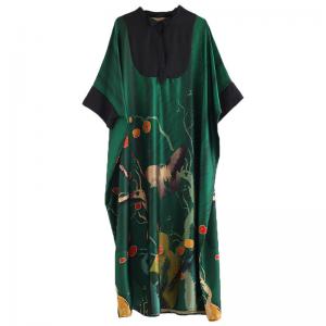 Bat Sleeves Large Butterfly Dress Polo Neck Silk Church Caftan