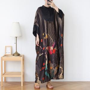 Bat Sleeves Large Butterfly Dress Polo Neck Silk Church Caftan