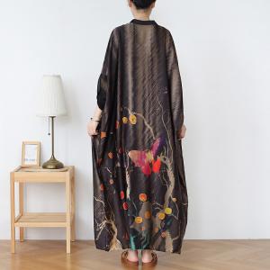 Bat Sleeves Large Butterfly Dress Polo Neck Silk Church Caftan