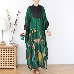 Bat Sleeves Large Butterfly Dress Polo Neck Silk Church Caftan