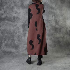 Straight Pockets Turtleneck Sweater Dress Abstract Printed Winter Dress