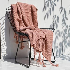 Minimalist Style Fringed Throw Plain Woven Blanket