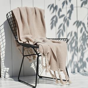 Minimalist Style Fringed Throw Plain Woven Blanket