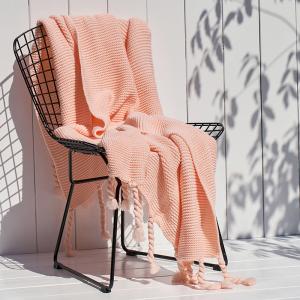 Minimalist Style Fringed Throw Plain Woven Blanket