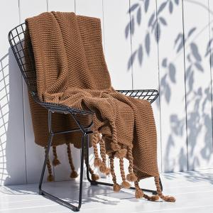 Minimalist Style Fringed Throw Plain Woven Blanket