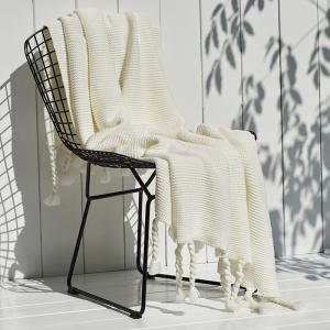 Minimalist Style Fringed Throw Plain Woven Blanket