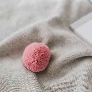 Lovely Colorful Pom Pom Throw Cotton Gray Blanket