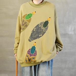 Cute Duck Cotton Sweatshirt Plus Size Tunic Sweatshirt