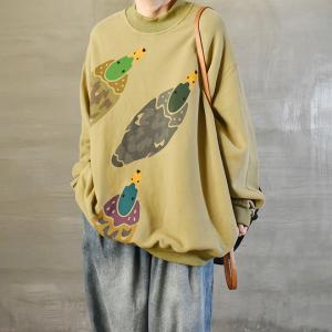 Cute Duck Cotton Sweatshirt Plus Size Tunic Sweatshirt