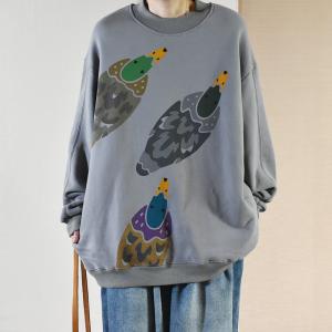 Cute Duck Cotton Sweatshirt Plus Size Tunic Sweatshirt