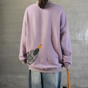 Cute Duck Cotton Sweatshirt Plus Size Tunic Sweatshirt