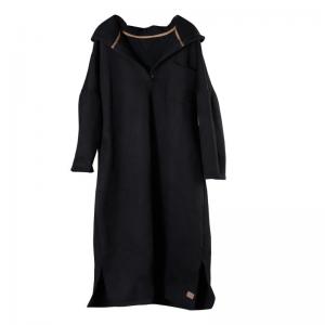 Korean Chic Cotton Hooded Dress Plus Size Plain Fleece Dress