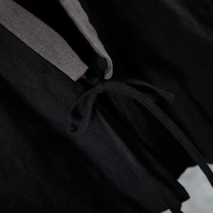 Chinese Fashion Tied Black Coat Quilted Kimono Jacket