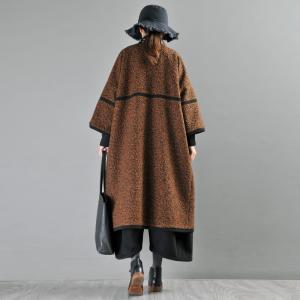 No Buttons Wool Blend Tweed Coat Womens Large H-Shaped Coat
