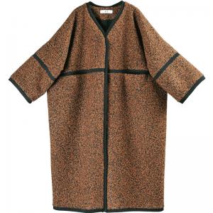 No Buttons Wool Blend Tweed Coat Womens Large H-Shaped Coat