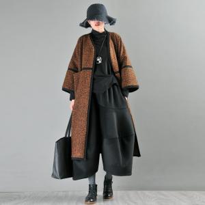 No Buttons Wool Blend Tweed Coat Womens Large H-Shaped Coat