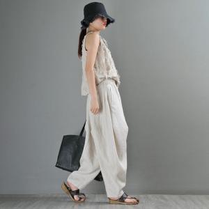 Cotton Linen Customized Camisole Tassel Loose Vest Top