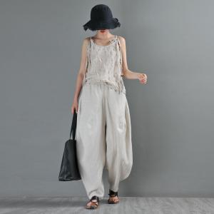 Cotton Linen Customized Camisole Tassel Loose Vest Top