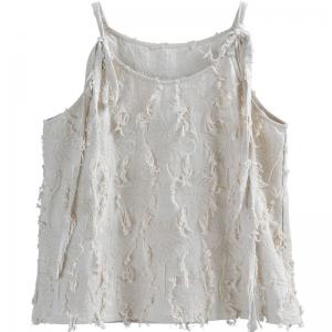 Cotton Linen Customized Camisole Tassel Loose Vest Top