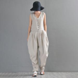 High-Quality Linen Harem Pants Loose-Fit Hippie Pants for Women