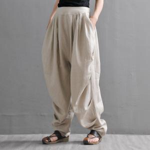 High-Quality Linen Harem Pants Loose-Fit Hippie Pants for Women