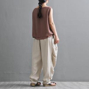 High-Quality Linen Harem Pants Loose-Fit Hippie Pants for Women