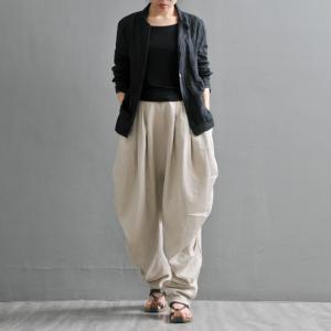 High-Quality Linen Harem Pants Loose-Fit Hippie Pants for Women