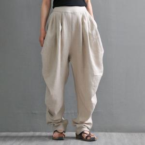 High-Quality Linen Harem Pants Loose-Fit Hippie Pants for Women