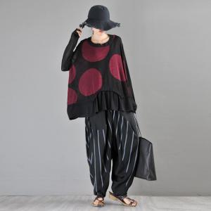 Street-Chic  Baggy Striped Pants Cozy Hakama Pants