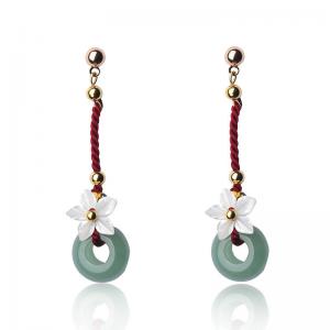 Shell Flowers Aventurine Chinese Earrings