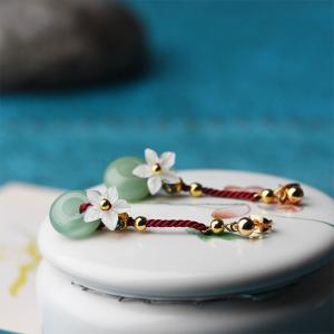 Shell Flowers Aventurine Chinese Earrings
