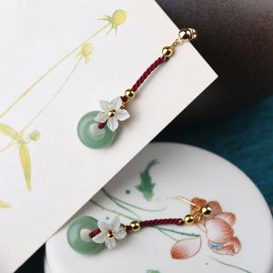 Shell Flowers Aventurine Chinese Earrings