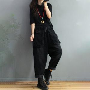 Front Flap Pockets Corduroy Pants Vintage Womens Pull-On Pants