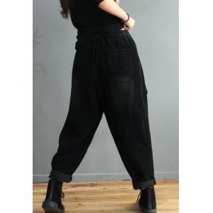 Front Flap Pockets Corduroy Pants Vintage Womens Pull-On Pants
