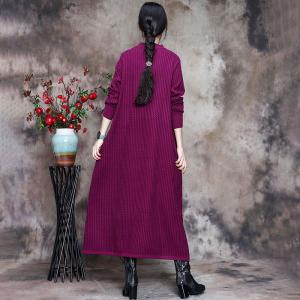 Solid Color Elegant Knit Dress Mock Neck Loose Sweater Dress