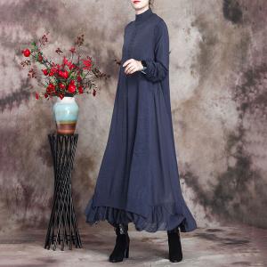 Gauze Splicing Mock Neck Dress Knitting Sweater Fit and Flare Dress