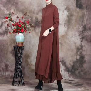 Gauze Splicing Mock Neck Dress Knitting Sweater Fit and Flare Dress