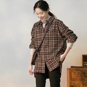 Cotton Classic Check Shirt Long Sleeve Oversized Plaid Shirt