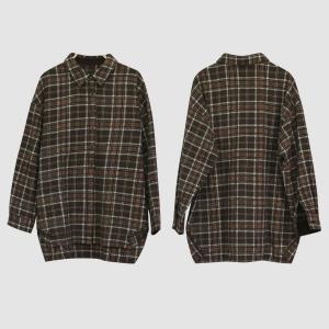 Cotton Classic Check Shirt Long Sleeve Oversized Plaid Shirt